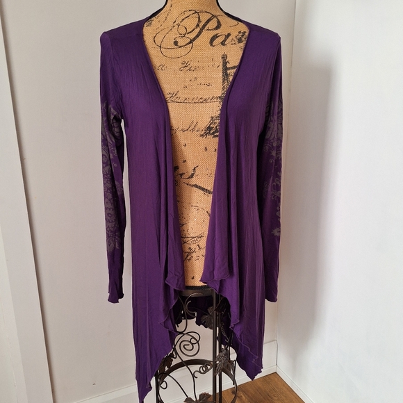 ⭐3/$20 Beautiful Purple Lightweight Stretchy Cardigan/Duster/Cover-up Sz Lg - Picture 9 of 12